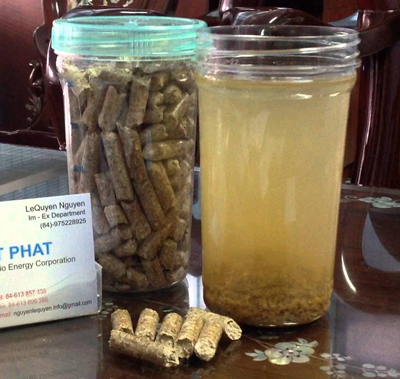 dissolve pine wood pellets in water