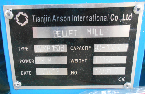 name plate on pellet machine