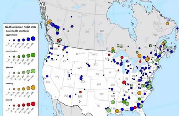 wood pellet plants distributions