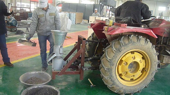 connect pto pellet machine with a tractor