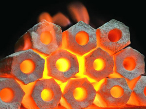 biomass briquette burning
