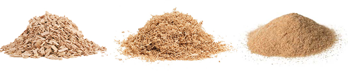 biomass materials of different fineness